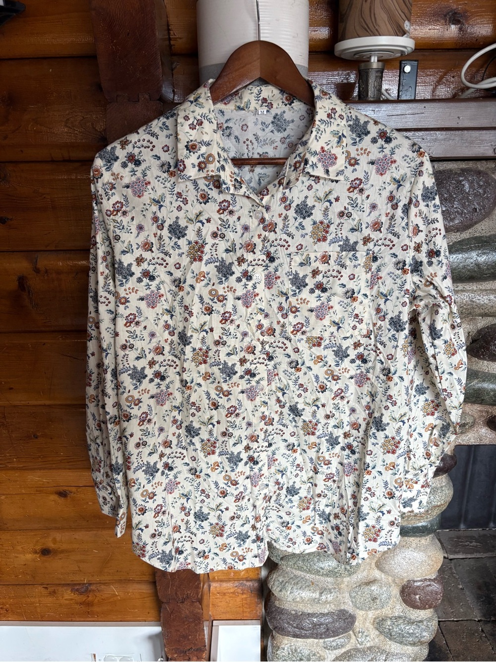 Cottagecore Floral Cotton Button Down Shirt Size M Womens